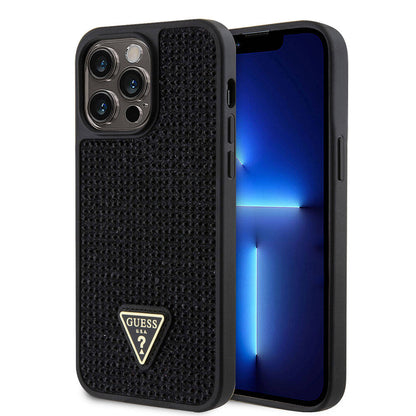 Apple iPhone 15 Pro Max Kılıf Guess Orjinal Lisanslı Taşlı Arka Yüzey Üçgen Logolu Kapak - Görsel 2