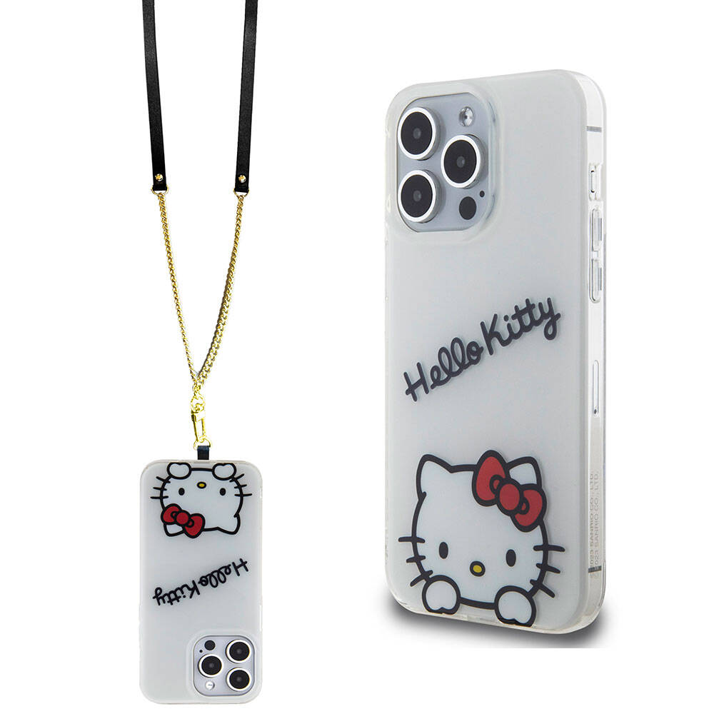 Apple iPhone 15 Pro Max Kılıf Hello Kitty Orjinal Lisanslı Askılı Yazı ve İkonik Logolu Daydreaming Kapak - Görsel 3