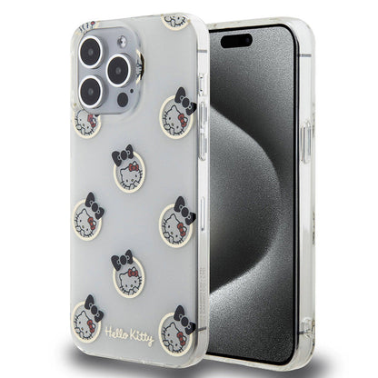 Apple iPhone 15 Pro Max Kılıf Hello Kitty Orjinal Lisanslı Elektroplating Kaplama Kabarcık Baskılı Kapak - Görsel 3