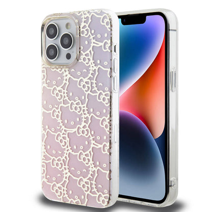 Apple iPhone 15 Pro Max Kılıf Hello Kitty Orjinal Lisanslı Renk Geçişli Elektroplating Kaplama Kitty Head Desenli Kapak - Görsel 3