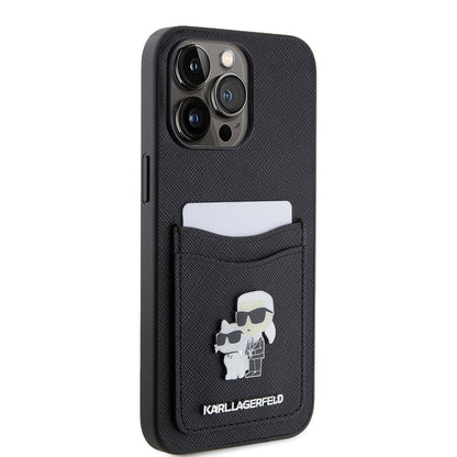 Apple iPhone 15 Pro Max Kılıf Karl Lagerfeld Kartlıklı Metal Logo Orjinal Lisanslı Kapak - Görsel 2