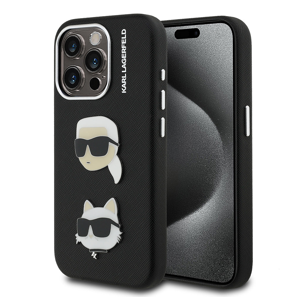 Apple iPhone 15 Pro Max Kılıf Karl Lagerfeld Orjinal Lisanslı K&C Heads Pin Kapak - Görsel 2