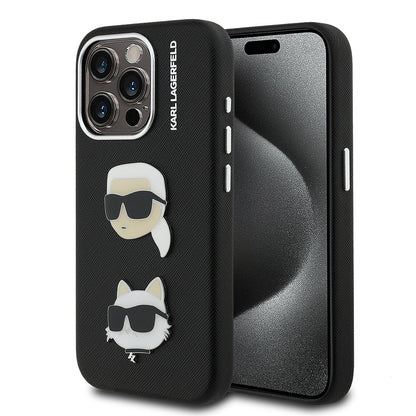 Apple iPhone 15 Pro Max Kılıf Karl Lagerfeld Orjinal Lisanslı K&C Heads Pin Kapak - Görsel 2