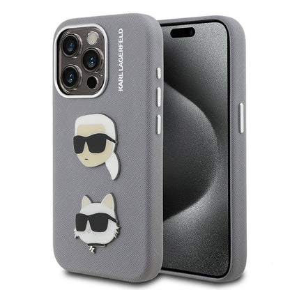 Apple iPhone 15 Pro Max Kılıf Karl Lagerfeld Orjinal Lisanslı K&C Heads Pin Kapak - Görsel 3