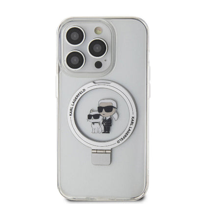 Apple iPhone 15 Pro Max Kılıf Karl Lagerfeld Orjinal Lisanslı M-safe Şarj Özellikli K&C İkonik Baskılı Ring Standlı Kapak - Görsel 3