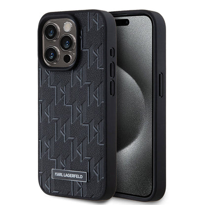 Apple iPhone 15 Pro Max Kılıf Karl Lagerfeld Orjinal Lisanslı M-safe Şarj Özellikli KL Yazılı Hot Stamp Kapak - Görsel 2