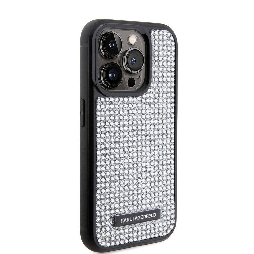 Apple iPhone 15 Pro Max Kılıf Karl Lagerfeld Taşlı Metal Logo Orjinal Lisanslı Kapak - Görsel 2