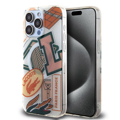 Apple iPhone 15 Pro Max Kılıf Lacoste Orjinal Lisanslı M-safe Şarj Özellikli Çift Katmanlı Yamalar Desenli Kapak - Görsel 2