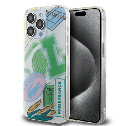 Apple iPhone 15 Pro Max Kılıf Lacoste Orjinal Lisanslı M-safe Şarj Özellikli Çift Katmanlı Yamalar Desenli Kapak - Görsel 3