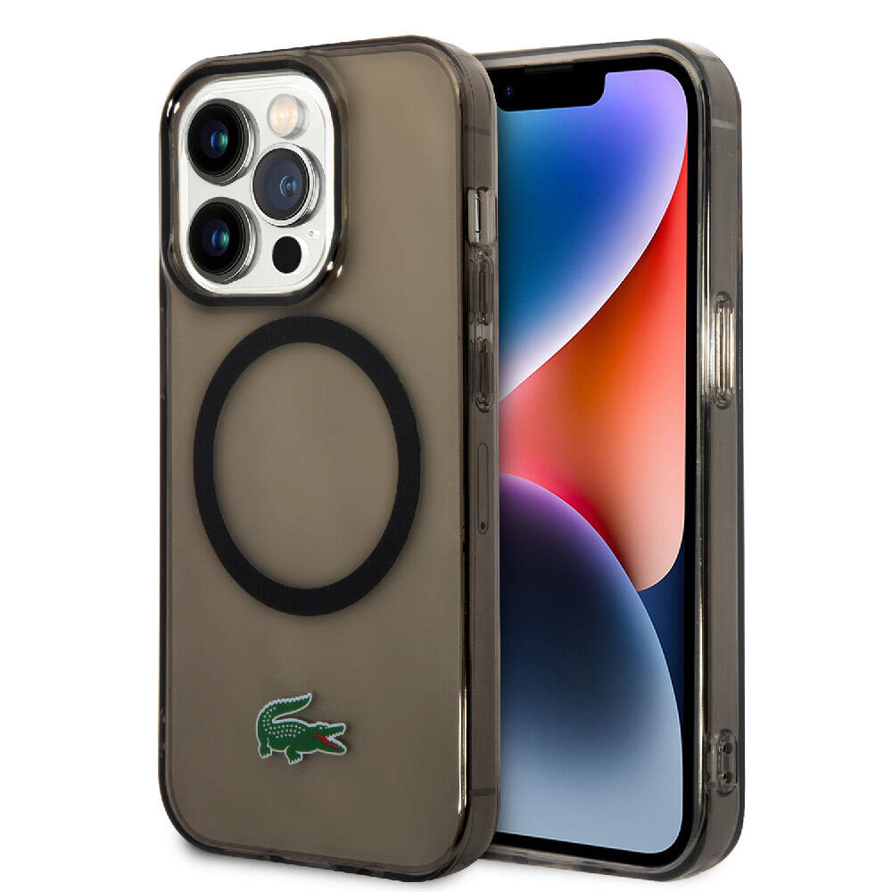 Apple iPhone 15 Pro Max Kılıf Lacoste Orjinal Lisanslı M-safe Şarj Özellikli Transparan Timsah Logo Baskılı Kapak - Görsel 2