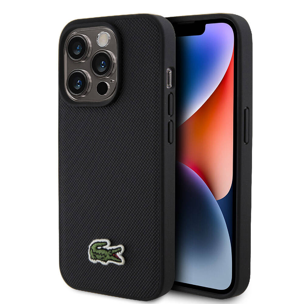 Apple iPhone 15 Pro Max Kılıf Lacoste Orjinal Lisanslı PU Pike Desenli Arka Yüzey İkonik Timsah Dokuma Logolu Kapak - Görsel 3