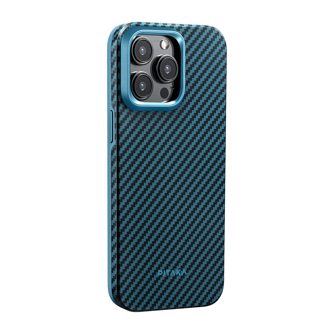 Apple iPhone 15 Pro Max Kılıf M-safe Şarj Özellikli 1500D Aramid Fiber Pitaka Military-Grade Classic Serisi Black-Grey Twill Kapak - Görsel 3