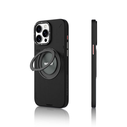 Apple iPhone 15 Pro Max Kılıf M-safe Şarj Özellikli 360° Standlı Basit Mat Deri Desenli Youngkit Tech Leather Serisi Kapak - Görsel 2