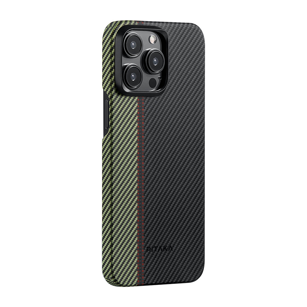 Apple iPhone 15 Pro Max Kılıf M-safe Şarj Özellikli 600D Aramid Fiber Pitaka Tactile Woven Orchestra Serisi Overture Kapak - Görsel 2