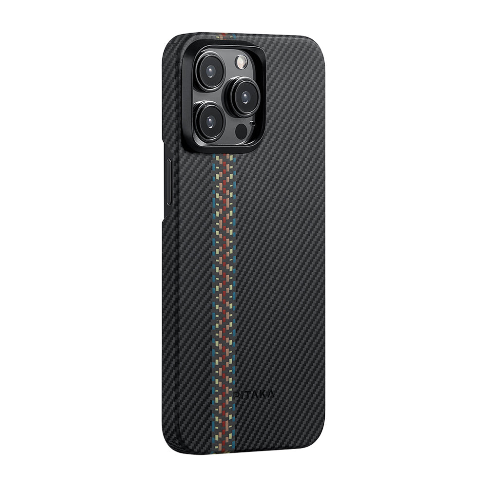 Apple iPhone 15 Pro Max Kılıf M-safe Şarj Özellikli 600D Aramid Fiber Pitaka Tactile Woven Orchestra Serisi Rhapsody Kapak - Görsel 2