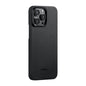 Apple iPhone 15 Pro Max Kılıf M-safe Şarj Özellikli 600D Aramid Fiber Pitaka Ultra-Slim Classic Serisi Black-Grey Twill Kapak