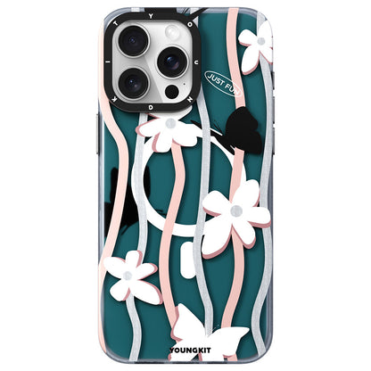 Apple iPhone 15 Pro Max Kılıf M-safe Şarj Özellikli Airbagli Çift Katmanlı Youngkit Star&Butterfly Serisi Kapak - Görsel 2