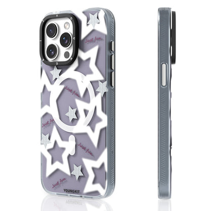 Apple iPhone 15 Pro Max Kılıf M-safe Şarj Özellikli Airbagli Çift Katmanlı Youngkit Star&Butterfly Serisi Kapak