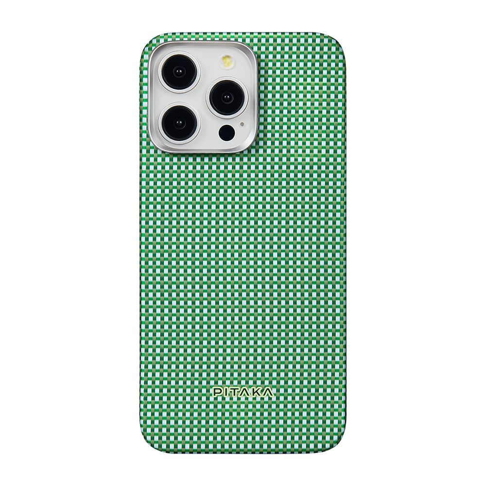 Apple iPhone 15 Pro Max Kılıf M-safe Şarj Özellikli Aramid Fiber Pitaka Ultra-Slim Classic Serisi Forest Green Kapak - Görsel 2