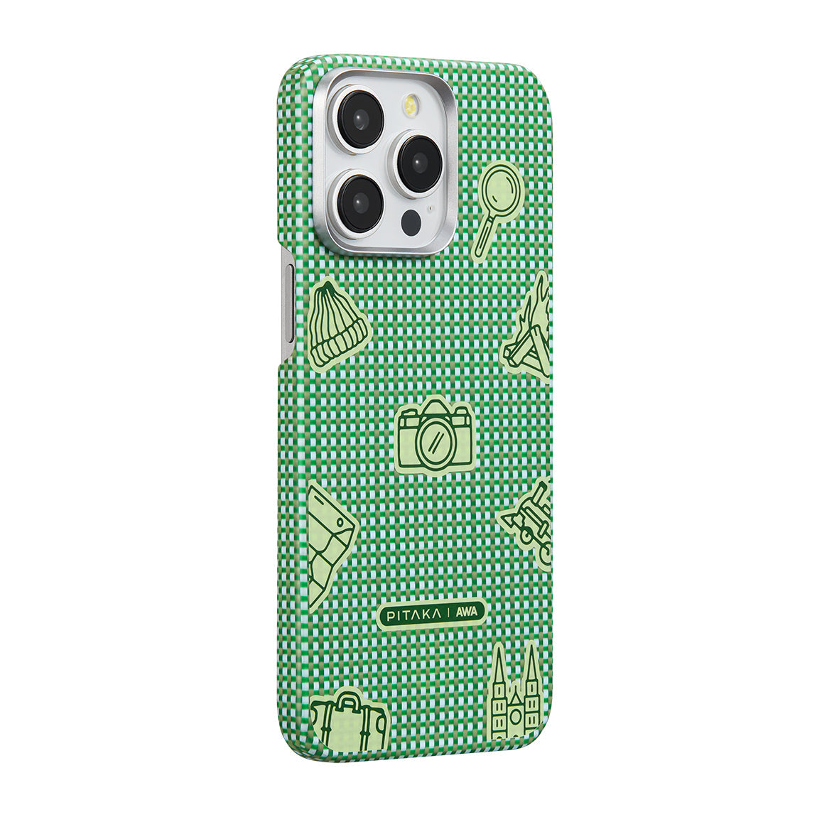 Apple iPhone 15 Pro Max Kılıf M-safe Şarj Özellikli Awa Tasarımlı 1500D Aramid Fiber Pitaka Ultra-Slim Classic Serisi Forest Kapak - Görsel 2
