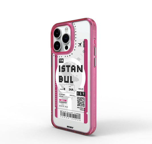 Apple iPhone 15 Pro Max Kılıf M-safe Şarj Özellikli Bilet Desenli Wiwu Turkey B Serisi Kapak