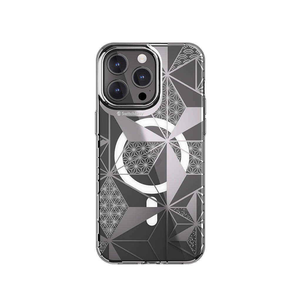 Apple iPhone 15 Pro Max Kılıf M-safe Şarj Özellikli Çift IMD Baskılı Lisanslı Switcheasy Artist-M Asanoha Kapak - Görsel 2