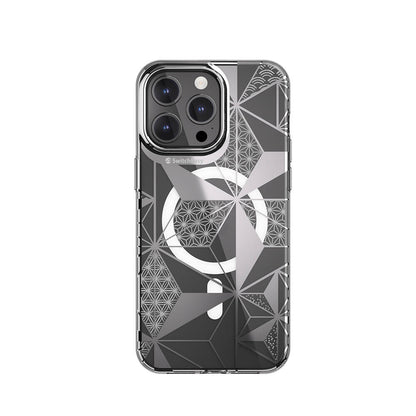 Apple iPhone 15 Pro Max Kılıf M-safe Şarj Özellikli Çift IMD Baskılı Lisanslı Switcheasy Artist-M Asanoha Kapak - Görsel 2
