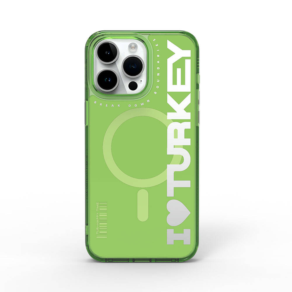 Apple iPhone 15 Pro Max Kılıf M-safe Şarj Özellikli I Love Turkey Yazı Desenli Wiwu Turkey E Serisi Kapak - Görsel 2