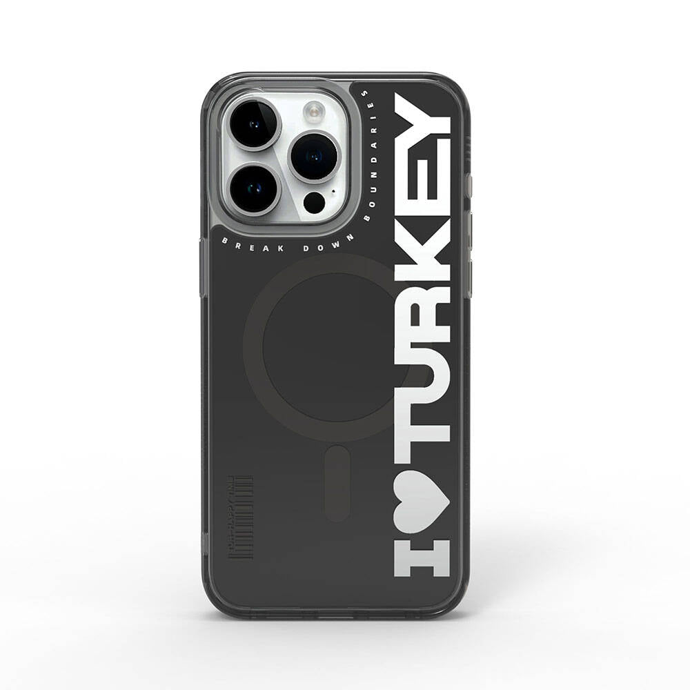 Apple iPhone 15 Pro Max Kılıf M-safe Şarj Özellikli I Love Turkey Yazı Desenli Wiwu Turkey E Serisi Kapak - Görsel 3