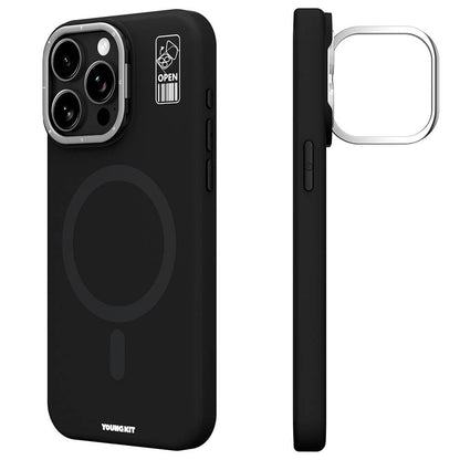 Apple iPhone 15 Pro Max Kılıf M-safe Şarj Özellikli Kamera Standlı Youngkit Bitty Cream Kapak - Görsel 2