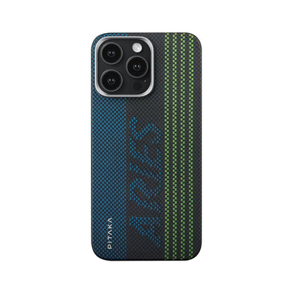 Apple iPhone 15 Pro Max Kılıf M-safe Şarj Özellikli Lumintex Teknolojili Fosforlu Aramid Fiber Pitaka Tactile Woven Aries Serisi Kapak - Görsel 4