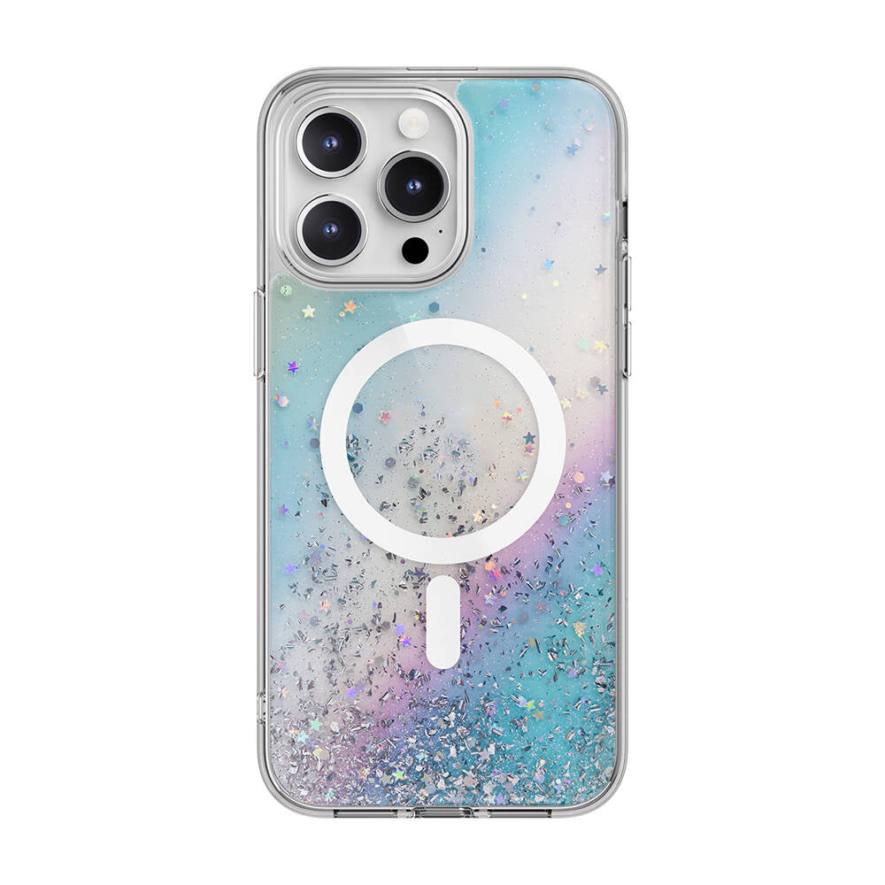 Apple iPhone 15 Pro Max Kılıf M-safe Şarj Özellikli Parlayan Simli Şeffaf Lisanslı Switcheasy Starfield-M Kapak - Görsel 4
