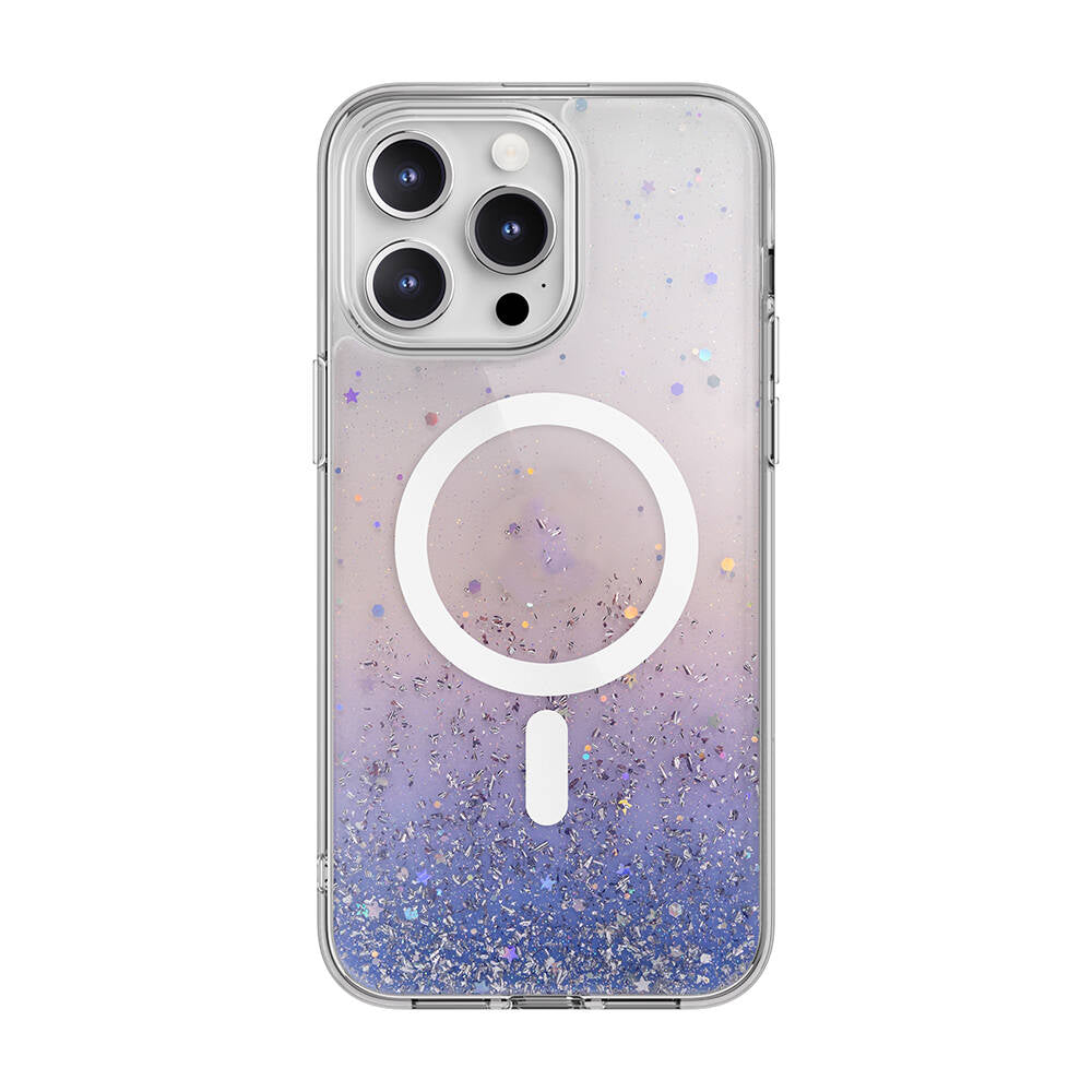 Apple iPhone 15 Pro Max Kılıf M-safe Şarj Özellikli Parlayan Simli Şeffaf Lisanslı Switcheasy Starfield-M Kapak - Görsel 5