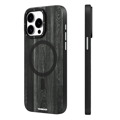 Apple iPhone 15 Pro Max Kılıf M-safe Şarj Özellikli Sararmaya Dayanıklı Youngkit Wood Forest Serisi Kapak