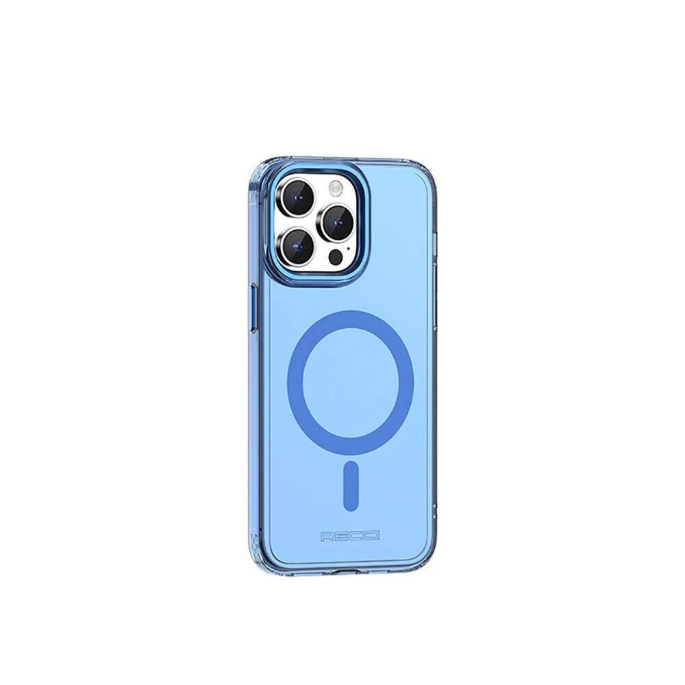 Apple iPhone 15 Pro Max Kılıf M-safe Şarj Özellikli Saydam Arka Yüzey Recci Crystal Color Serisi Kapak - Görsel 3