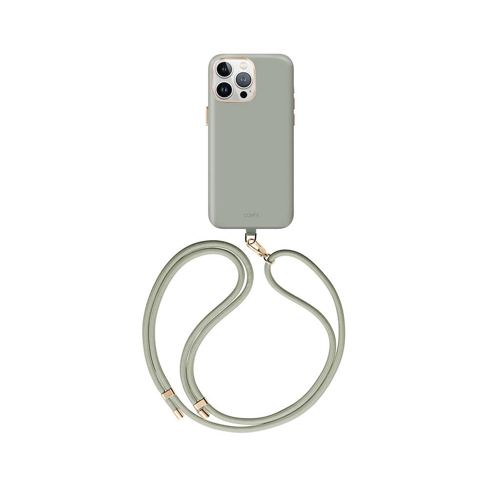 Apple iPhone 15 Pro Max Kılıf M-safe Şarj Özellikli Soft Pürüzsüz Yüzey Askı İpli Coehl Creme Kapak - Görsel 3