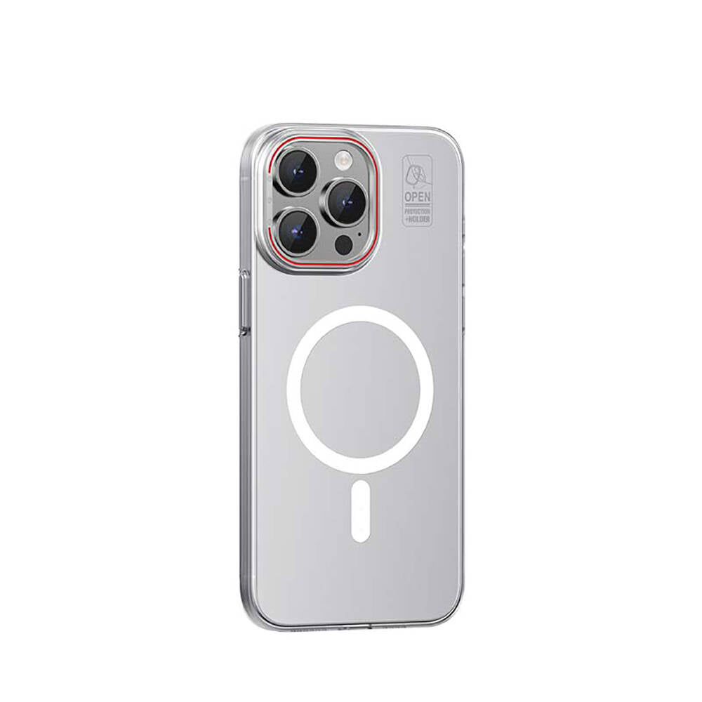 Apple iPhone 15 Pro Max Kılıf M-safe Şarj Özellikli Standlı Metal Kamera Çerçeveli Mat Recci Glaze Serisi Kapak - Görsel 3