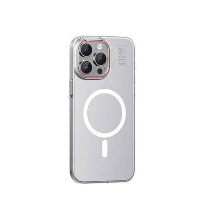 Apple iPhone 15 Pro Max Kılıf M-safe Şarj Özellikli Standlı Metal Kamera Çerçeveli Mat Recci Glaze Serisi Kapak - Görsel 3