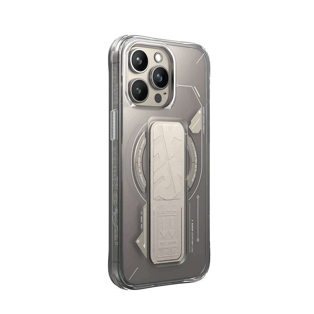 Apple iPhone 15 Pro Max Kılıf M-safe Şarj Özellikli Teknoloji Desenli Standlı Skinarma Helio Kapak - Görsel 2