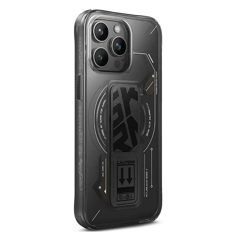 Apple iPhone 15 Pro Max Kılıf M-safe Şarj Özellikli Teknoloji Desenli Standlı Skinarma Helio Kapak - Görsel 3