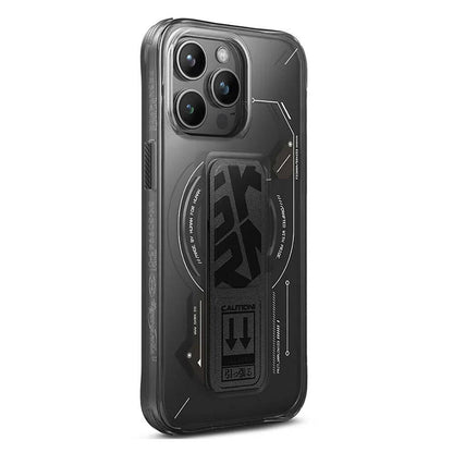 Apple iPhone 15 Pro Max Kılıf M-safe Şarj Özellikli Teknoloji Desenli Standlı Skinarma Helio Kapak - Görsel 3