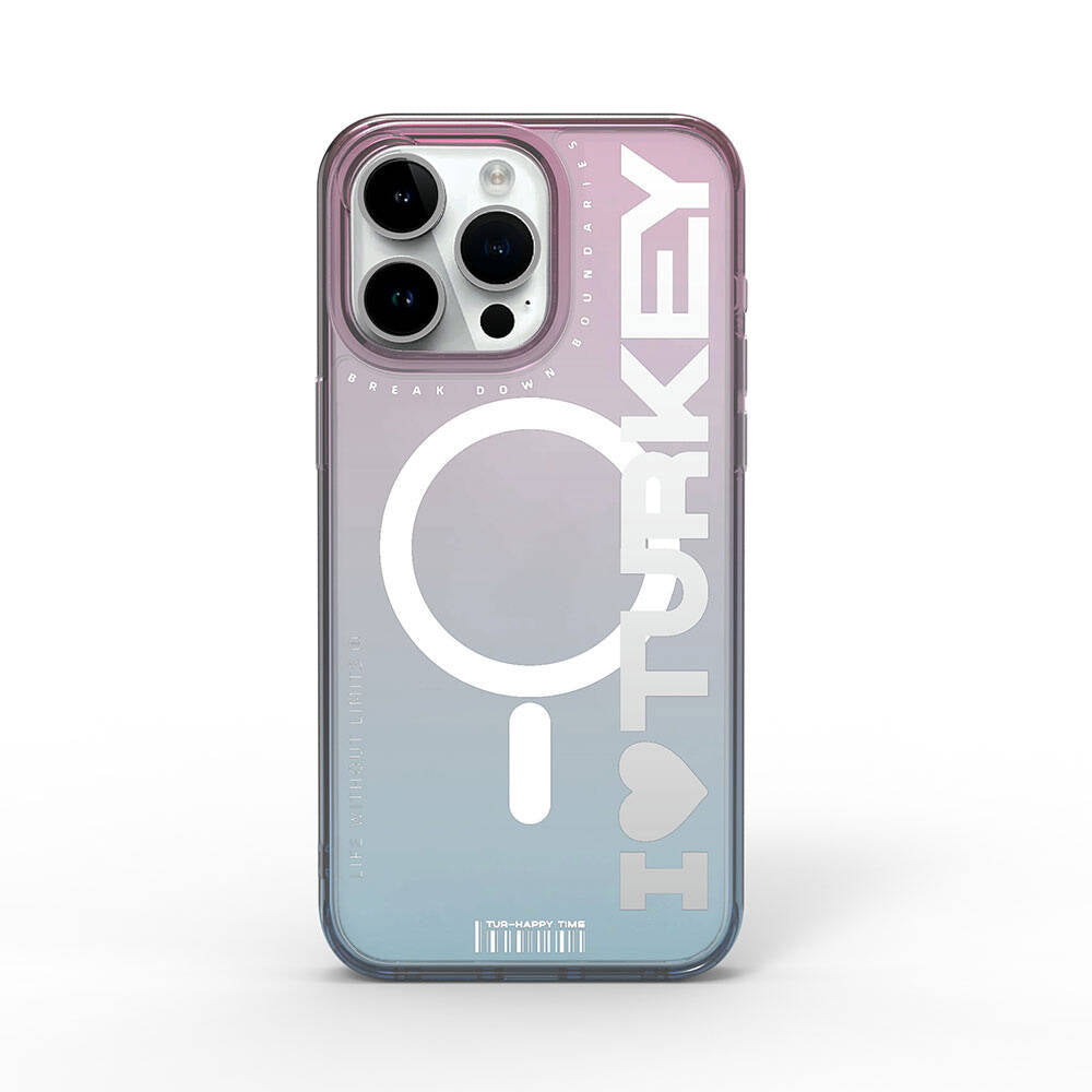 Apple iPhone 15 Pro Max Kılıf M-safe Şarj Özellikli Transparan Renk Geçişli Wiwu Turkey C Serisi Kapak - Görsel 2