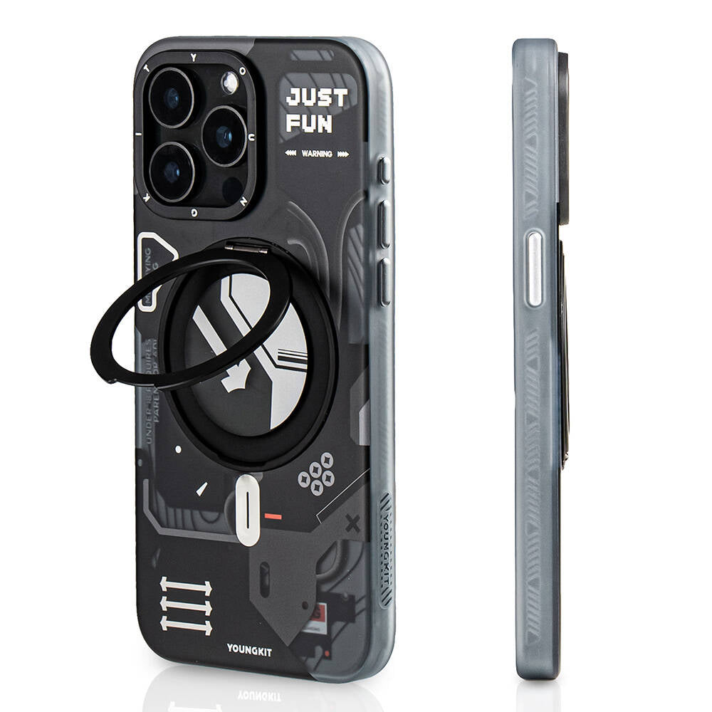 Apple iPhone 15 Pro Max Kılıf M-safe Şarj Özellikli Youngkit 360° Standlı Starship Serisi Kapak - Görsel 2