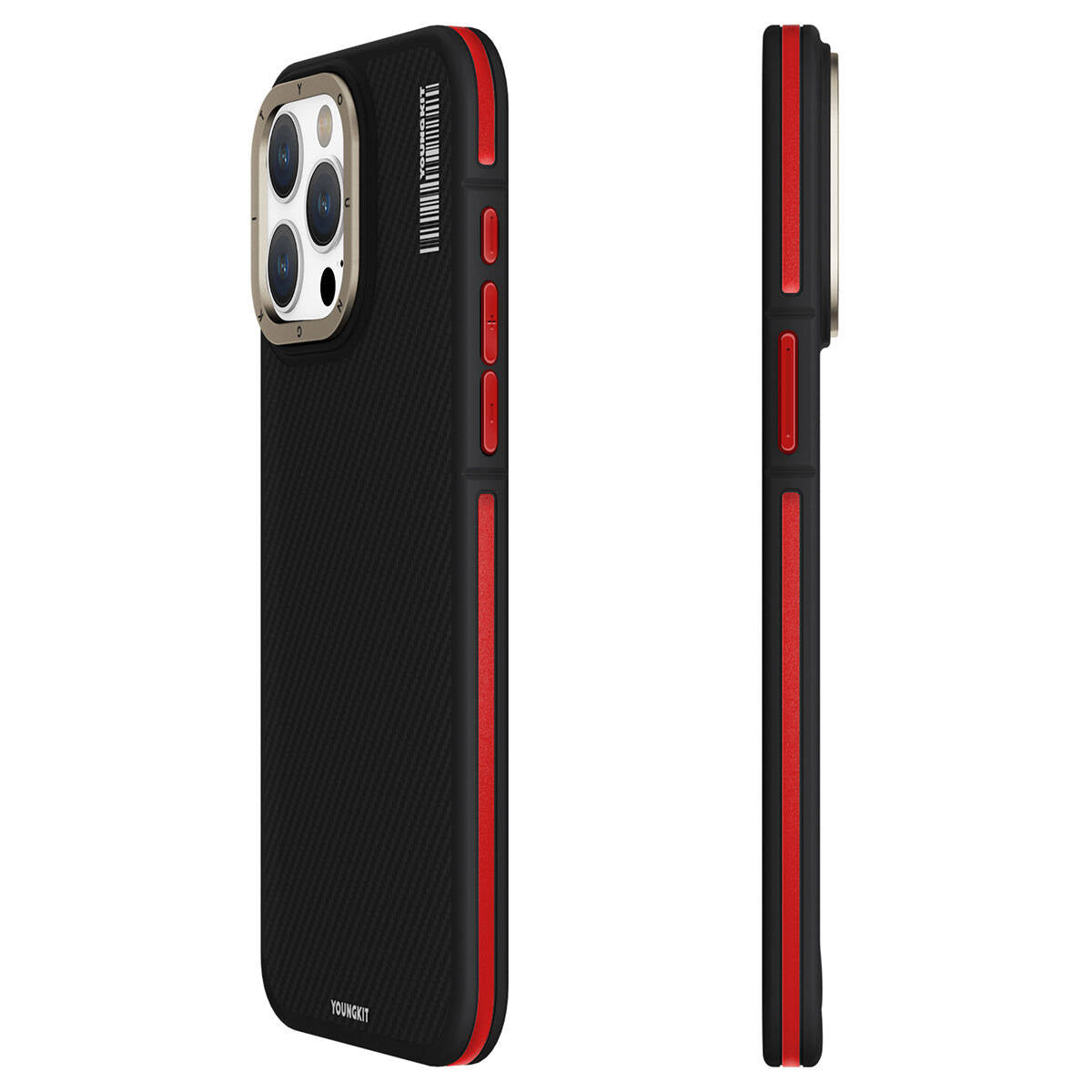 Apple iPhone 15 Pro Max Kılıf M-safe Şarj Özellikli YoungKit 600D Kevlar Kapak - Görsel 4