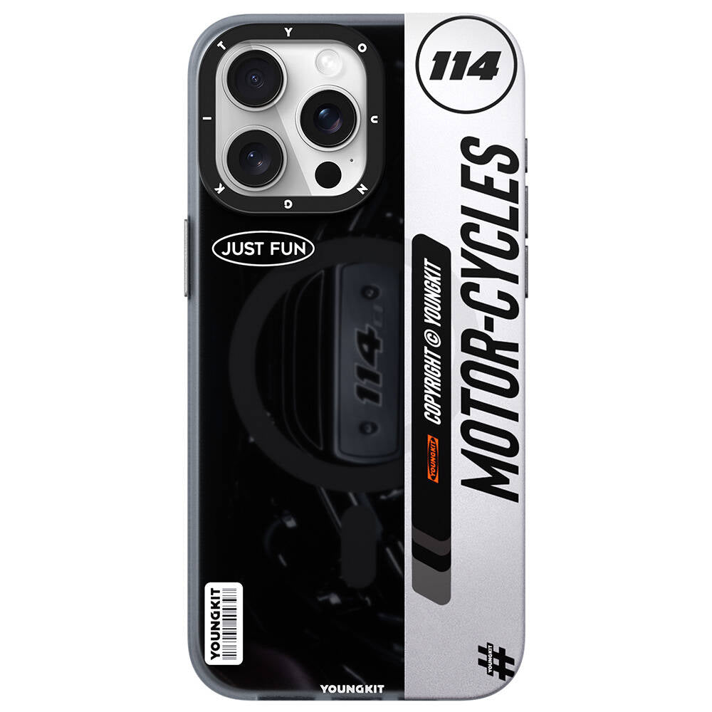Apple iPhone 15 Pro Max Kılıf M-safe Şarj Özellikli Youngkit Motorcycle Legend Serisi Kapak - Görsel 3