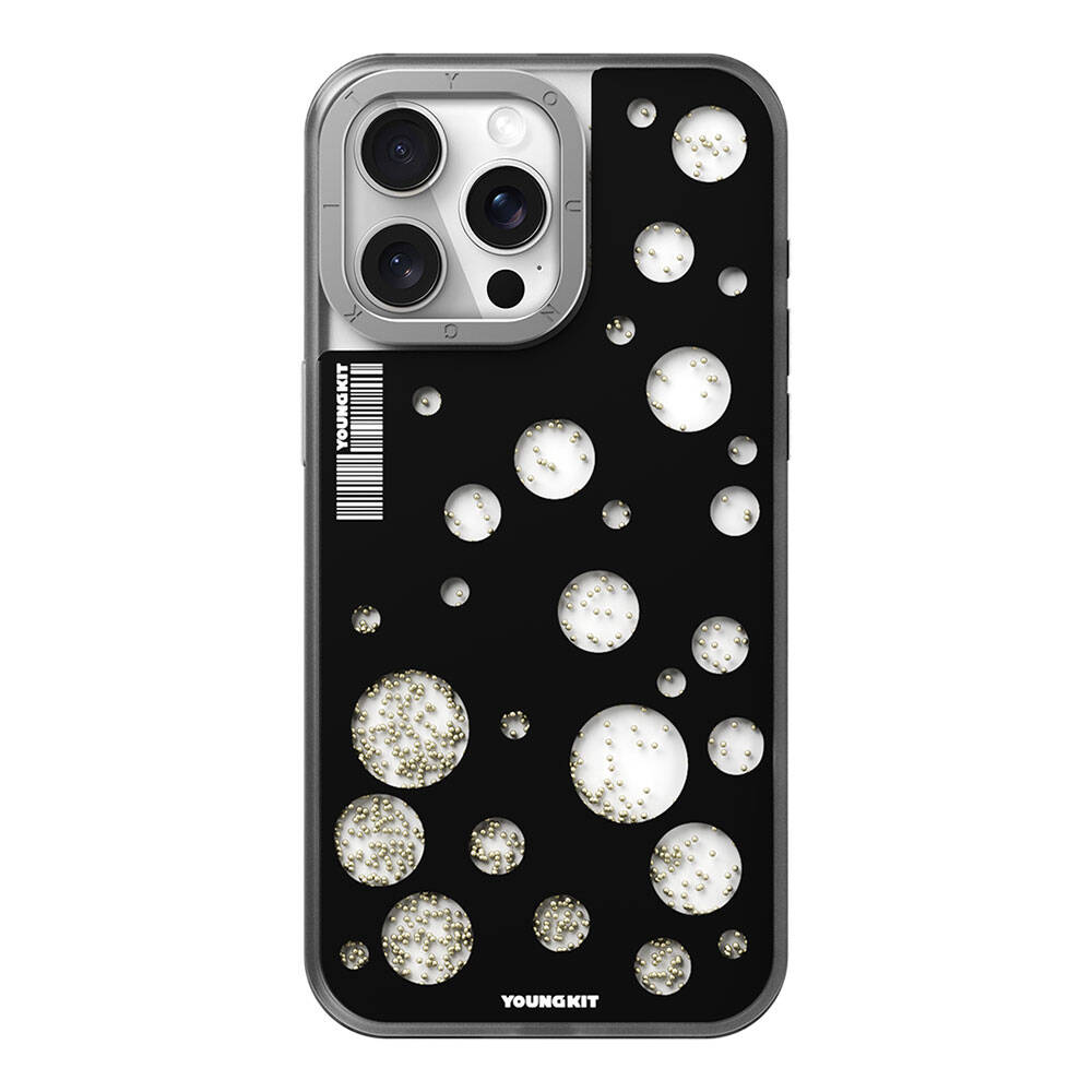 Apple iPhone 15 Pro Max Kılıf M-safe Şarj Özellikli Youngkit Quicksand Beads Serisi Kapak - Görsel 3