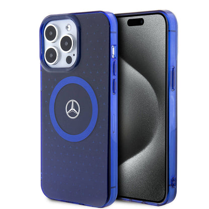 Apple iPhone 15 Pro Max Kılıf Mercedes Benz Orjinal Lisanslı M-safe Şarj Özellikli Çift Katmanlı Mavi Yıldız Desenli Kapak - Görsel 2