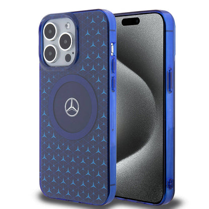 Apple iPhone 15 Pro Max Kılıf Mercedes Benz Orjinal Lisanslı M-safe Şarj Özellikli Çift Katmanlı Mini Yıldız Desenli Kapak - Görsel 3