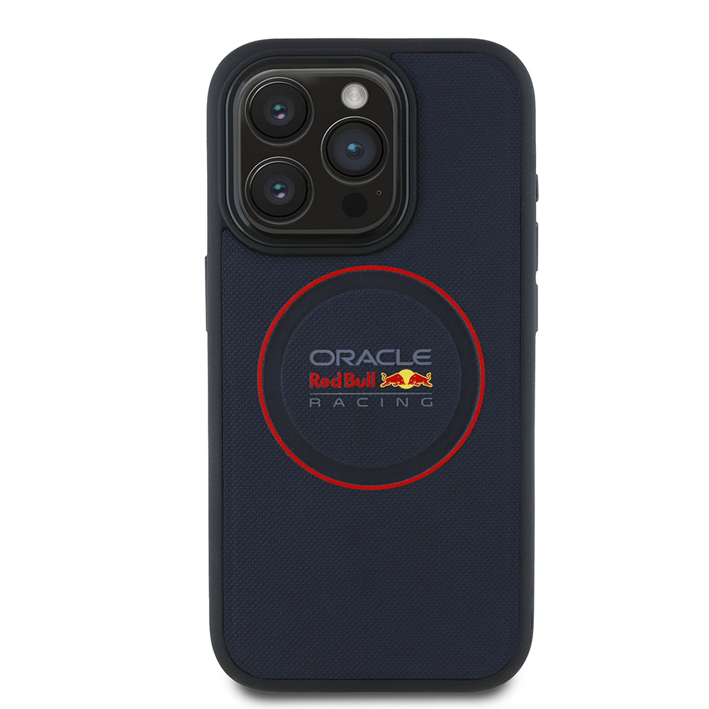Apple iPhone 15 Pro Max Kılıf Redbull Orjinal Lisanslı M-safe Şarj Özellikli Kırmızı Halka ve Logo Kabartmalı PU Deri Kapak - Görsel 2