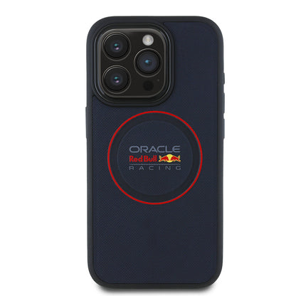 Apple iPhone 15 Pro Max Kılıf Redbull Orjinal Lisanslı M-safe Şarj Özellikli Kırmızı Halka ve Logo Kabartmalı PU Deri Kapak - Görsel 2